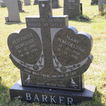 BARKER Elizabeth Dorothy 1905-1984 :: BARKER Mary Magdalene 1934-1993