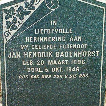 BADENHORST Jan Hendrik 1896-1946