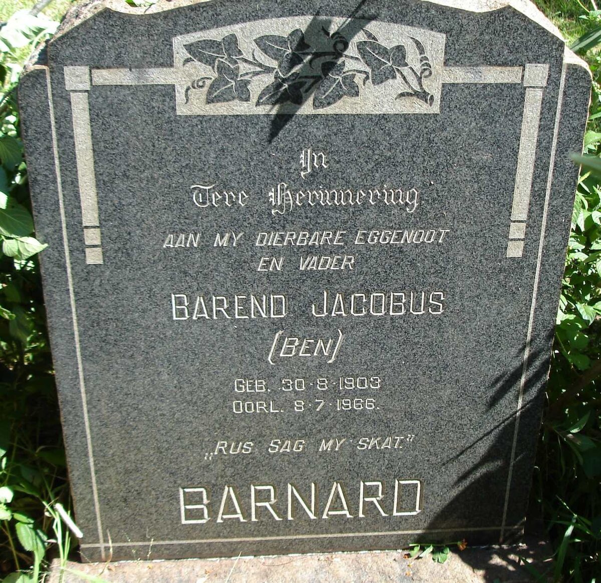 BARNARD Barend Jacobus 1903-1966