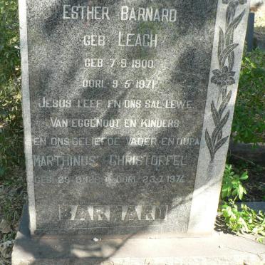 BARNARD Marthinus Christoffel 1889-1974 &amp; Esther LEACH 1900-1971