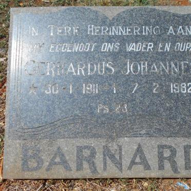BARNARD Gerhardus Johannes 1911-1982