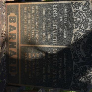 BARNARD Ockert Jacobus 1900-1954 &amp; Edna Elizabeth 1906-1980