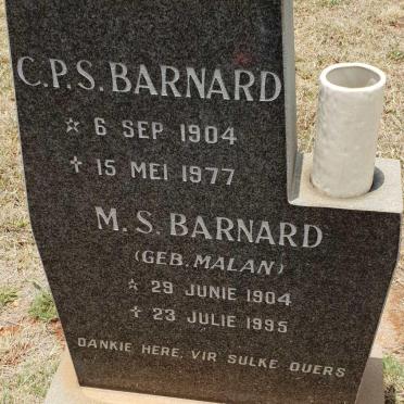 BARNARD C.P.S. 1904-1977 &amp; M.S. MALAN 1904-1995