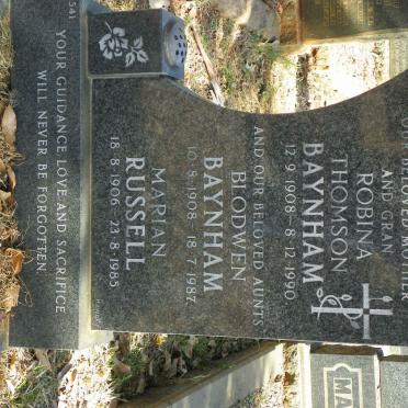 BAYNHAM Robina Thomson 1908-1990 :: BAYNHAM Blodwen 1908-1987 :: RUSSELL Marian 1906-1985