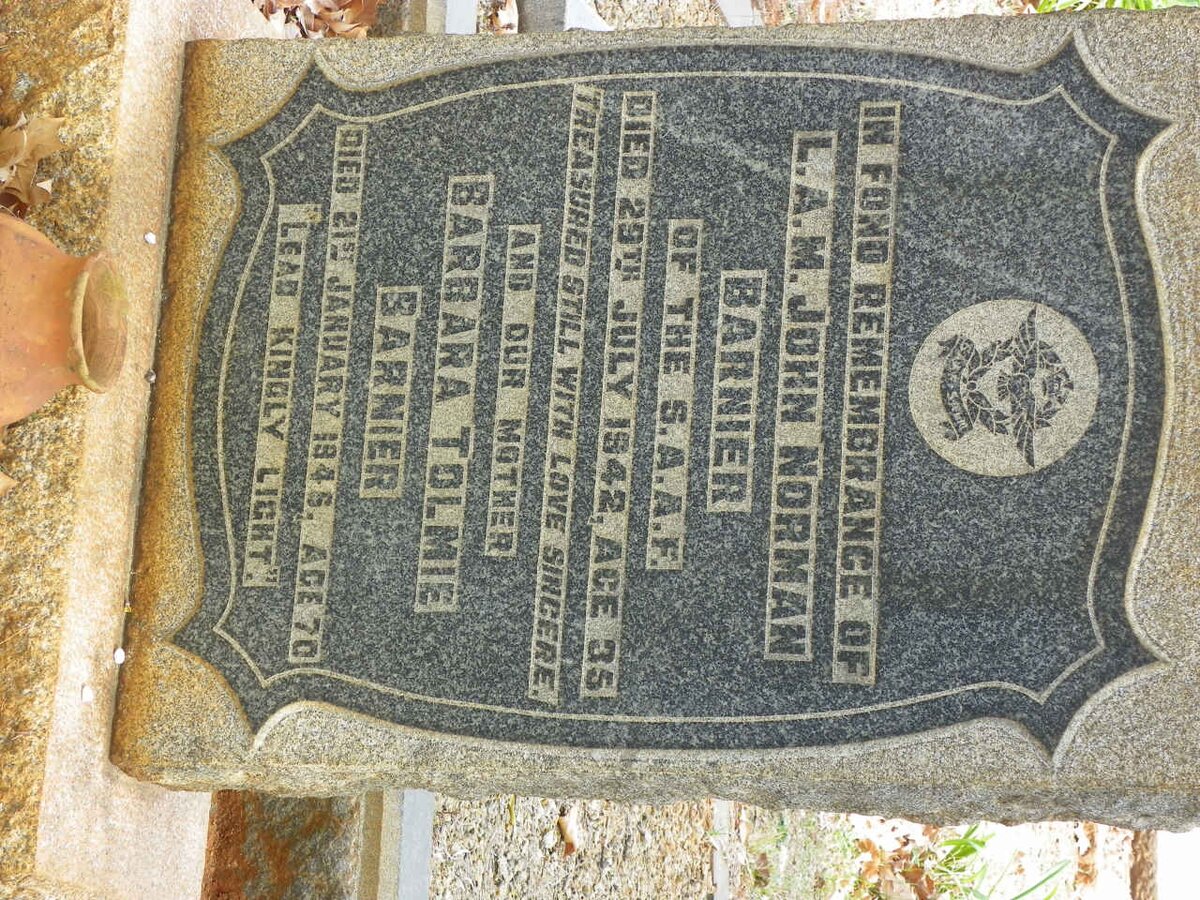 BARNIER Barbara Tolmie -1945 :: BARNIER John Norman -1942