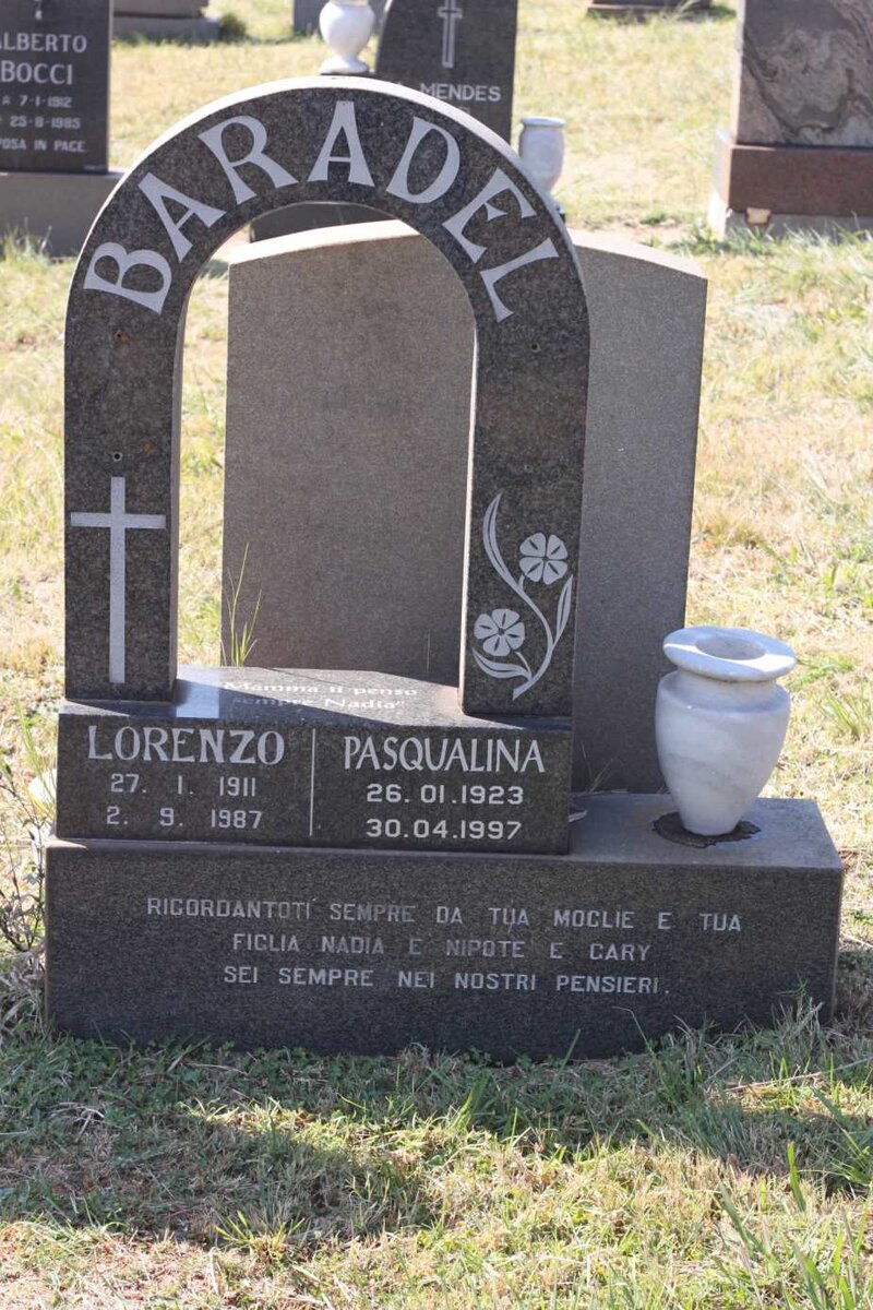 BARADEL Lorenzo 1911-1987 &amp; Pasqualina 1923-1997