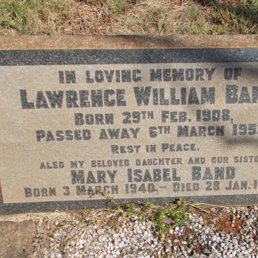 BAND Lawrence William 1908-1953 :: BAND Mary Isabel 1940-1958 