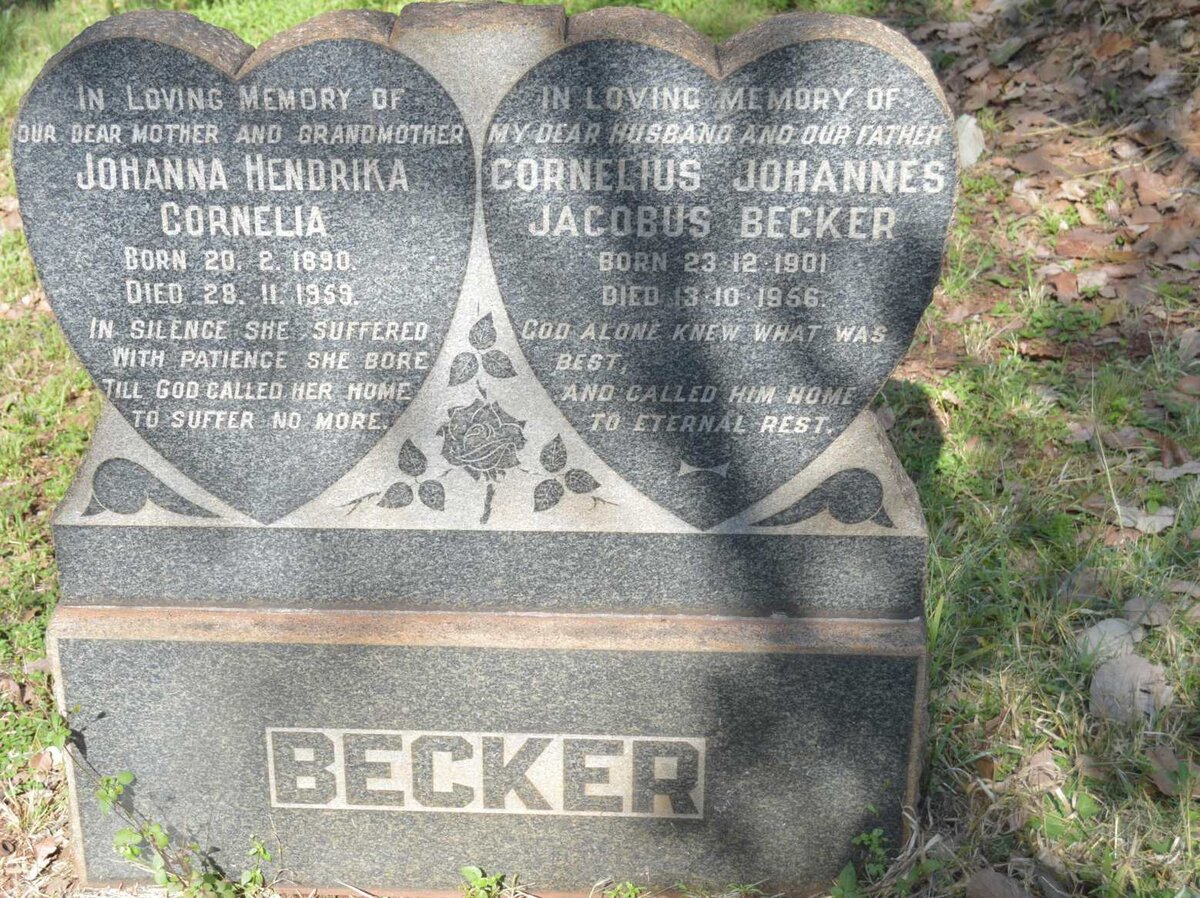 BECKER Cornelius Johannes Jacobus 1901-1956 &amp; Johanna Hendrika Cornelia 1890-1959