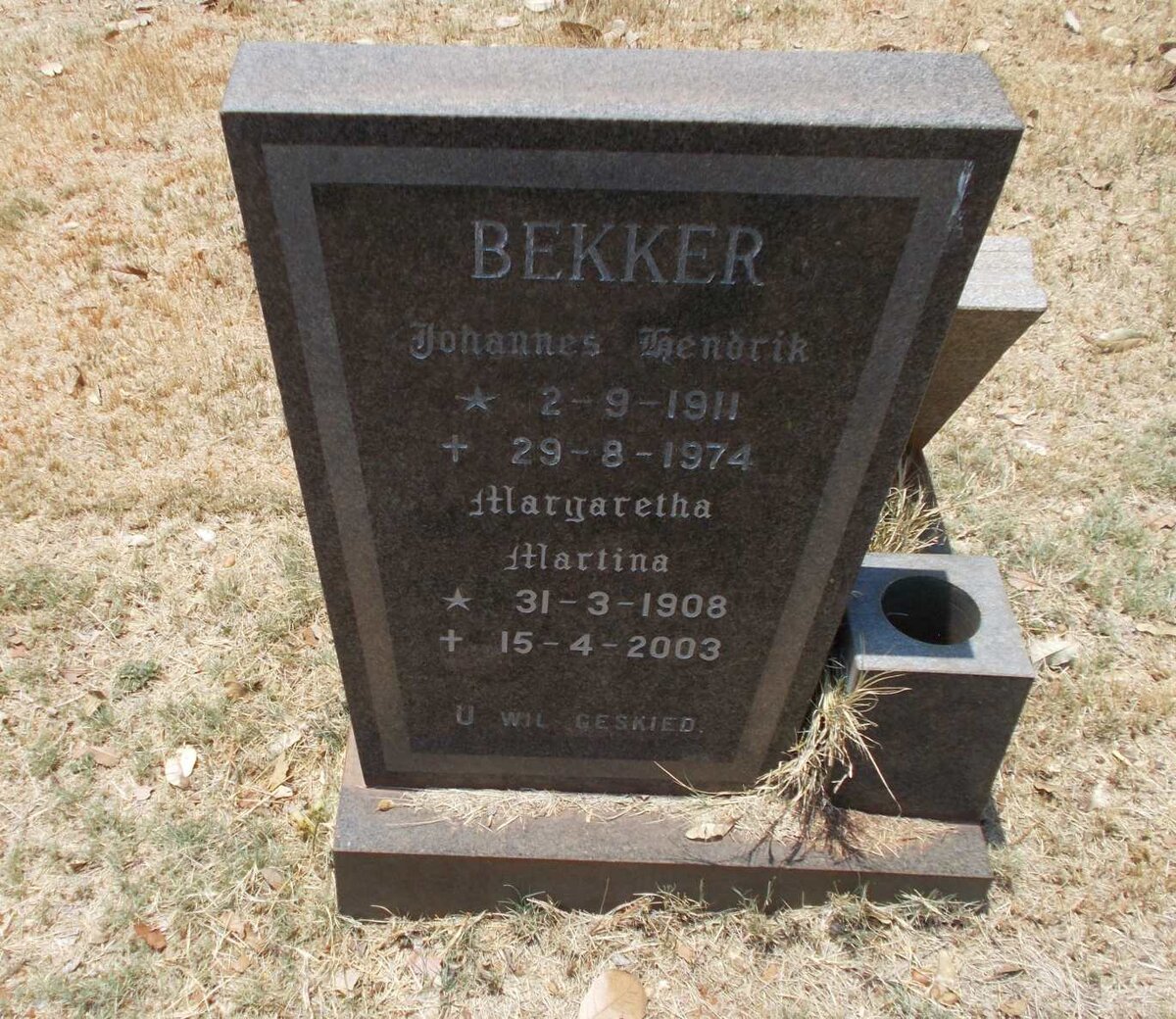 BEKKER Johannes Hendrik 1911-1974 &amp; Margaretha Martina 1908-2003