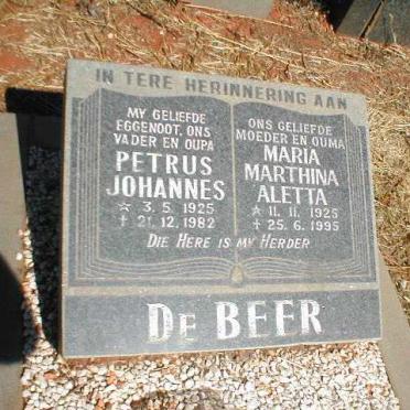 BEER Petrus Johannes, de 1925-1982 &amp; Maria Marthina Aletta 1925-1995