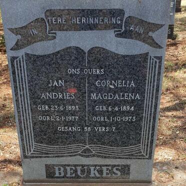 BEUKES Jan Andries 1893-1977 &amp; Cornelia Magdalena 1894-1973