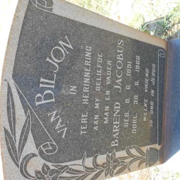 BILJON Barend Jacobus, van 1891-1966