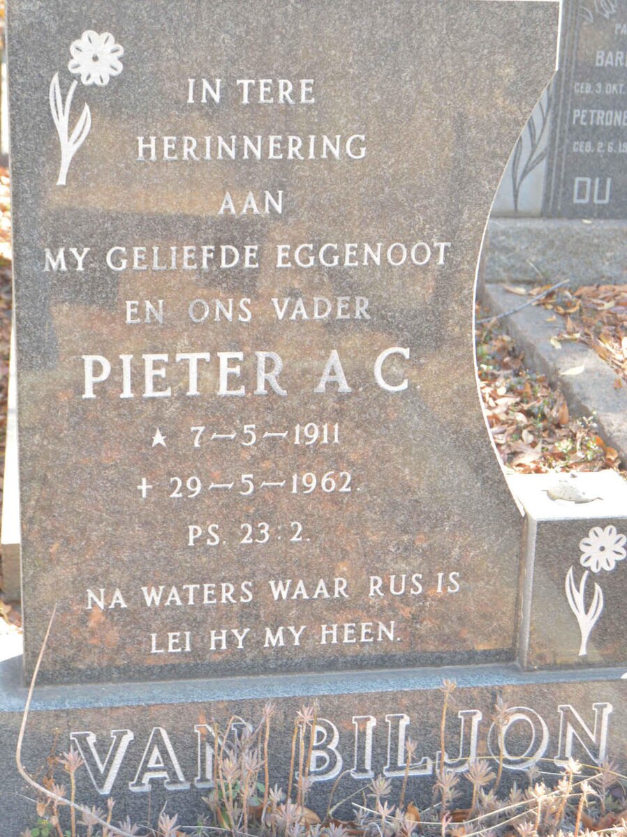 BILJON Pieter A.C., van 1911-1962