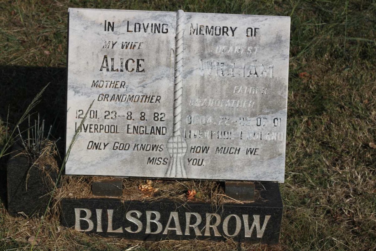 BILSBARROW William 1922-2001 &amp; Alice 1923-1982