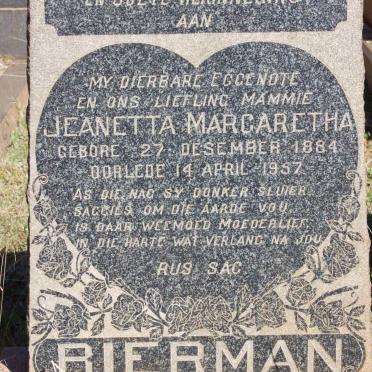 BIERMAN Jeanetta Margaretha 1884-1957