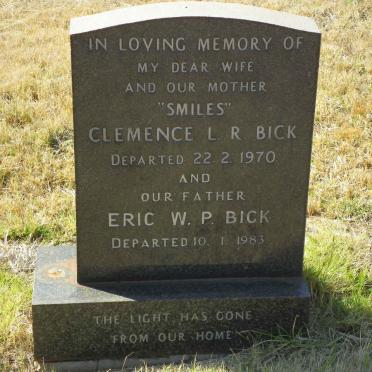 BICK Eric W.P. -1983 &amp; Clemence L.R. -1970