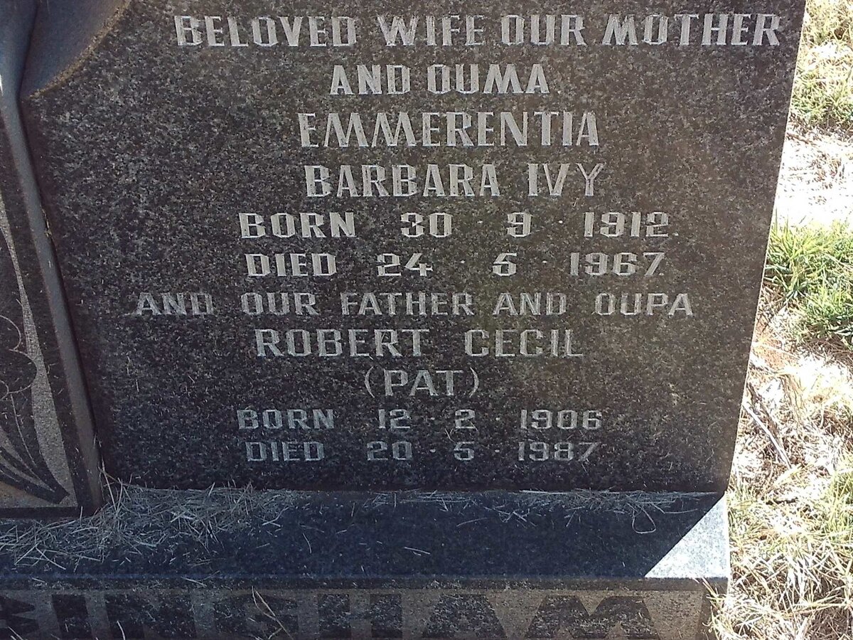 BINGHAM Robert Cecil 1906-1987 &amp; Emmerentia Barbara Ivy 1912-1967