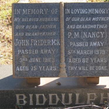 BIDDULPH John Frederick -1963 &amp; P.M. -1979