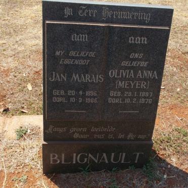 BLIGNAULT Jan Marais 1895-1965 &amp; Olivia Anna MEYER 1897-1976