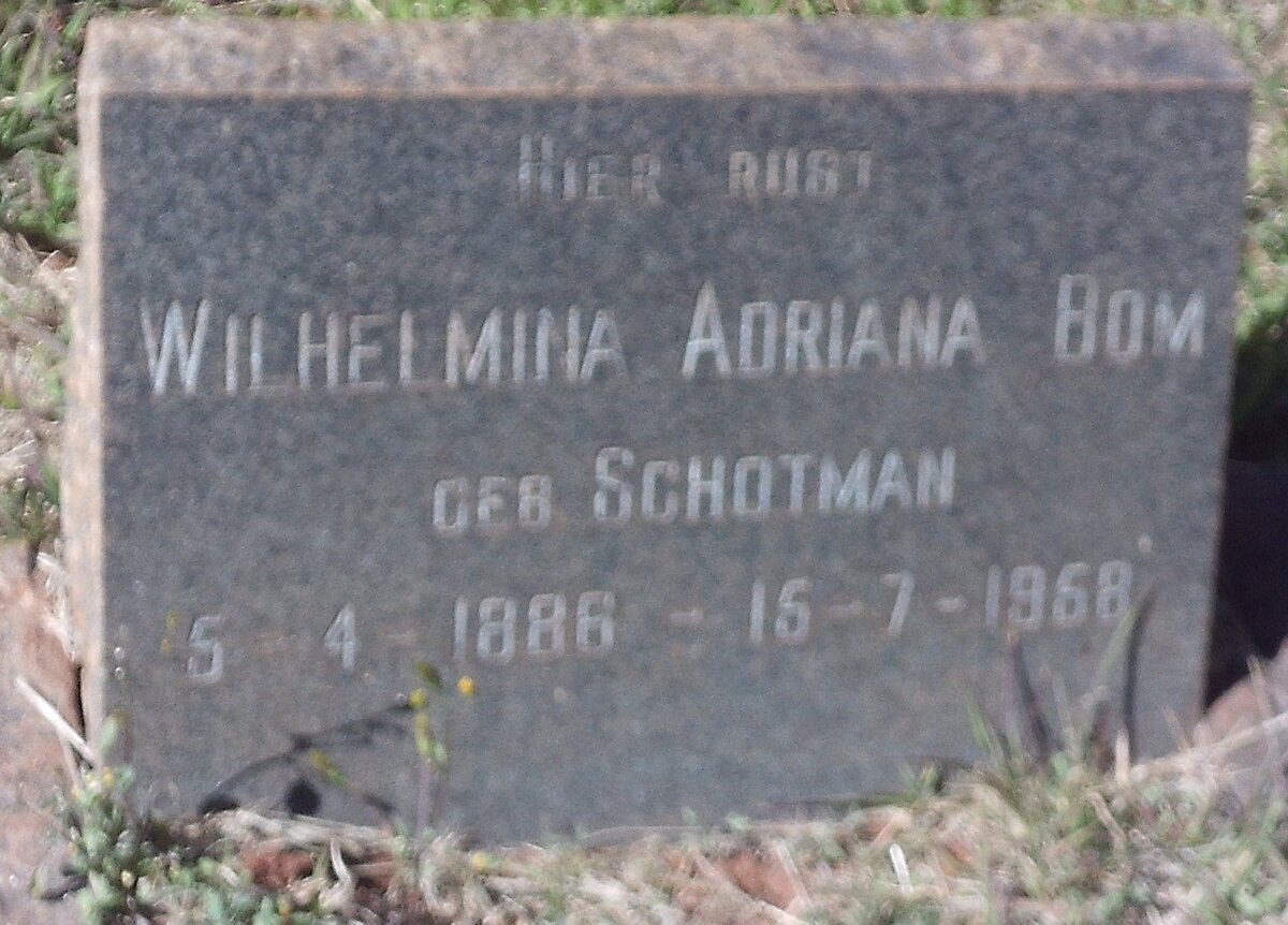 BOM Wilhelmina Adriana nee SCHOTMAN 1886-1958