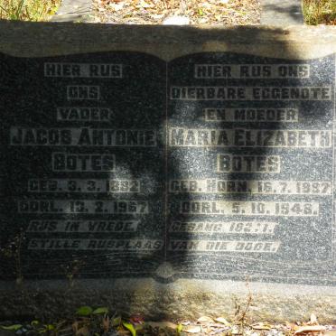 BOTES Jacobus Antonie 1882-1967 &amp; Maria Elizabeth HORN 1887-1948