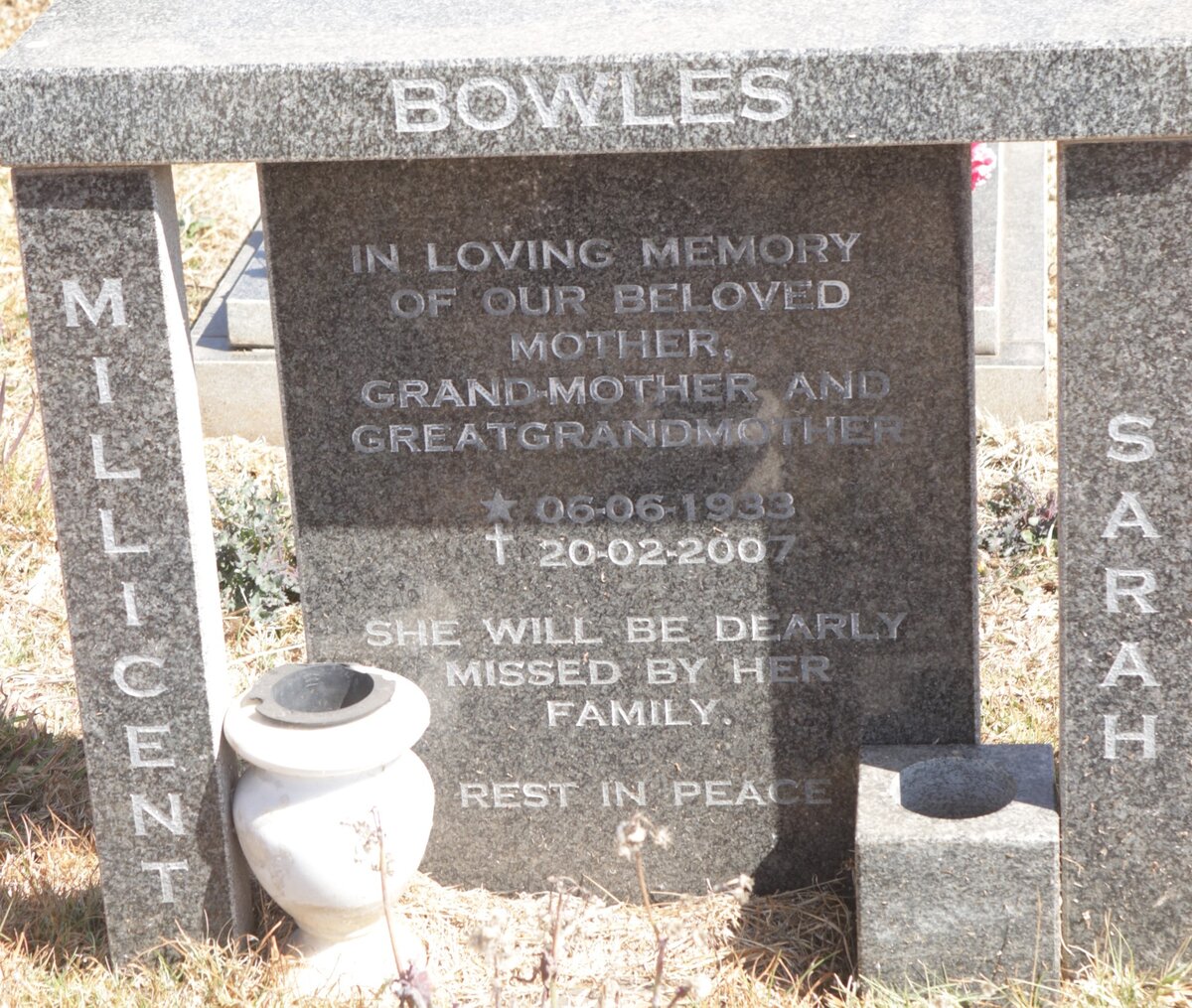 BOWLES Millicent Sarah 1933-2007