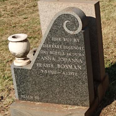 BOSMAN Anna Johanna Fraser 1922-1972
