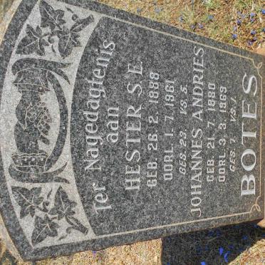 BOTES Johannes Andries 1880-1969 &amp; Hester S.E. 1888-1961