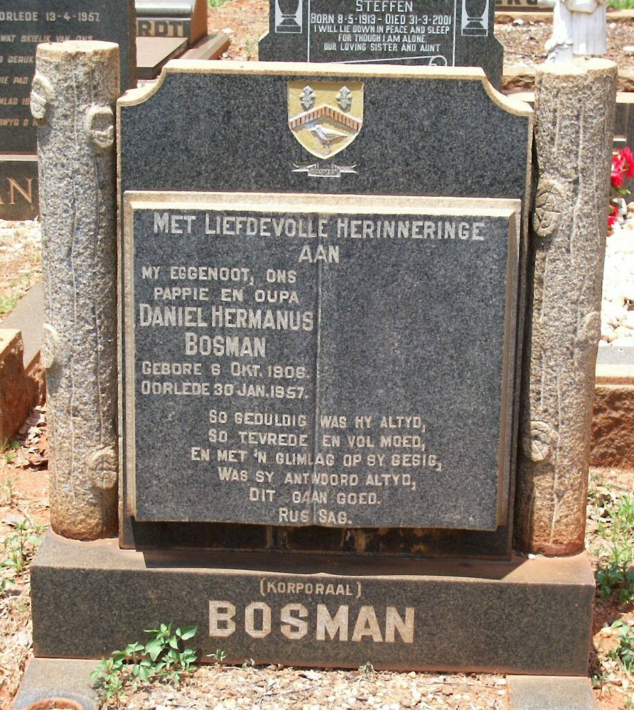 BOSMAN Daniel Hermanus 1906-1957