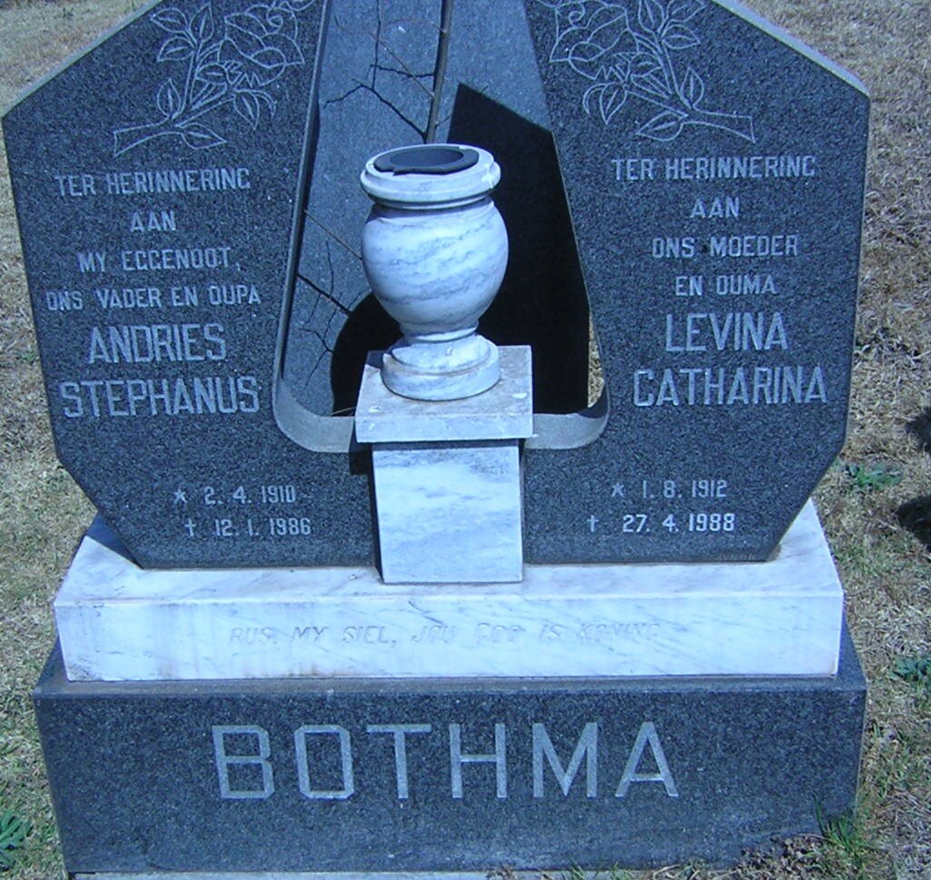 BOTHMA Andries Stephanus 1910-1986 &amp; Levina Catharina 1912-1988