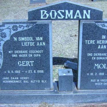 BOSMAN Gert 1912-1986 &amp; Molly 1918-1999