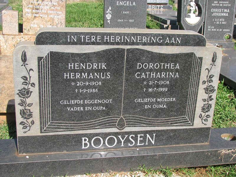 BOOYSEN Hendrik Hermanus 1908-1986 &amp; Dorothea Catharina 1908-1999