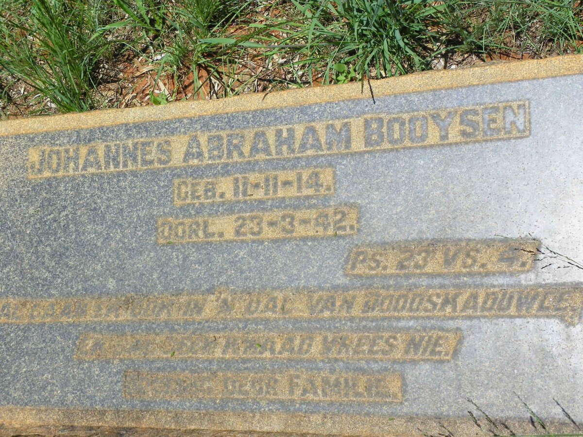 BOOYSEN Johannes Abraham 1914-1942