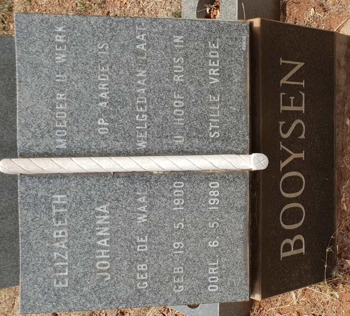BOOYSEN Elizabeth Johanna nee DE WAAL 1900-1980