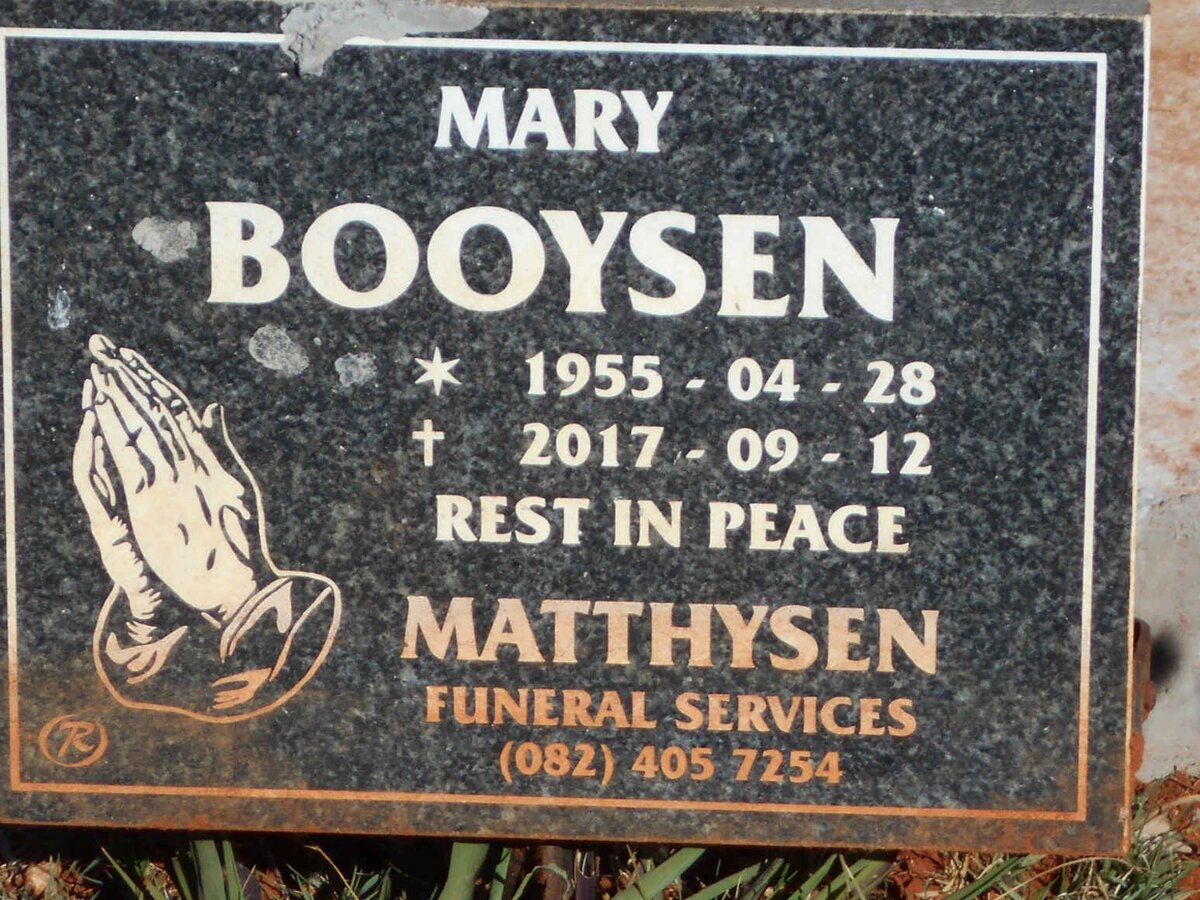 BOOYSEN Mary 1955-2017