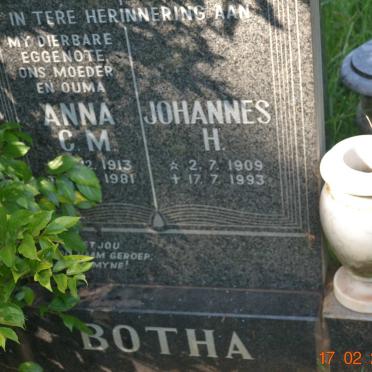 BOTHA Johannes H. 1909-1993 &amp; Anna C.M. 1913-1981
