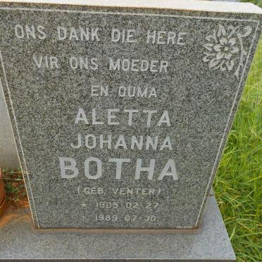 BOTHA Aletta Johanna nee VENTER 1905-1989