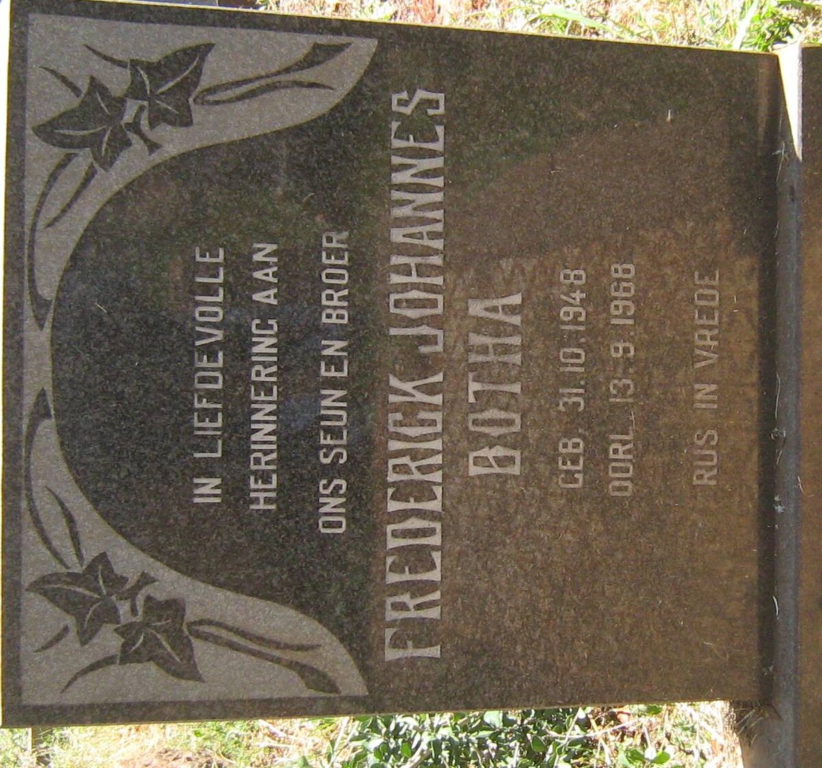 BOTHA Frederick Johannes 1948-1968