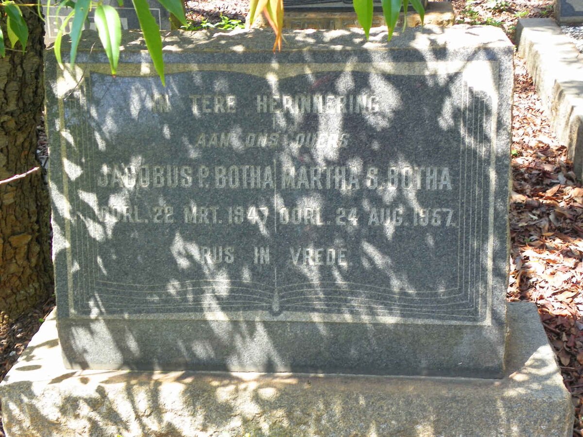 BOTHA Jacobus P. -1947 &amp; Martha S. -1957