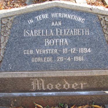 BOTHA Isabella Elizabeth nee VERSTER 1894-1961