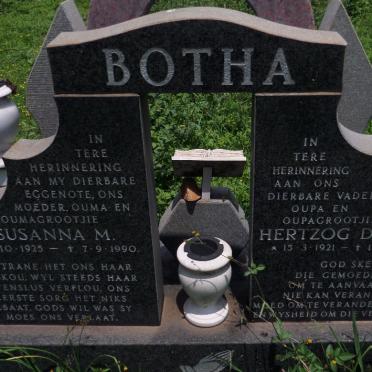 BOTHA Hertzog de Wet 1921-1992 &amp; Susanna M. 1925-1990