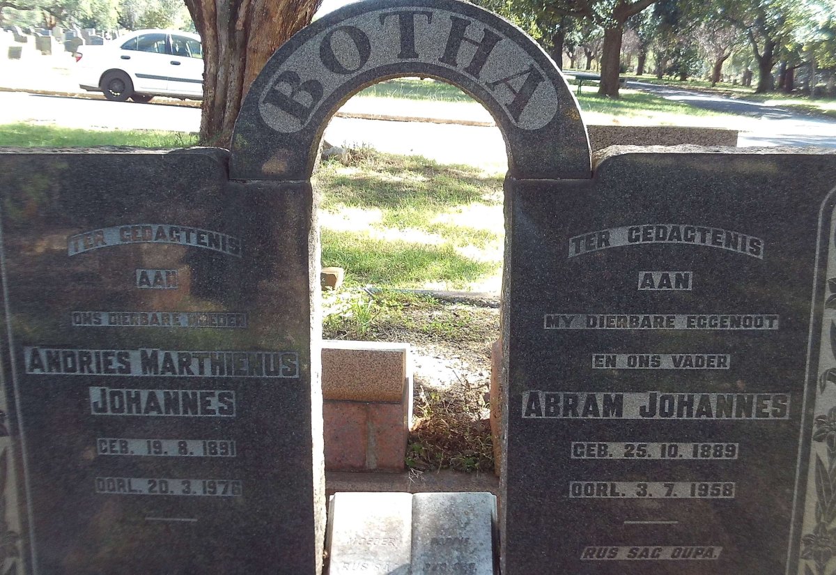 BOTHA Andries Marthienus Johannes 1891-1976 :: BOTHA Abram Johannes 1889-1958