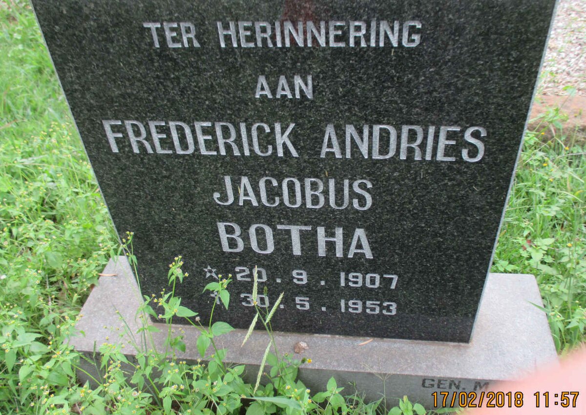 BOTHA Frederick Andries Jacobus 1907-1953