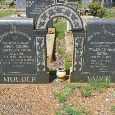 BOTHA Willem Abraham 1870-1947 &amp; Sophia Johanna Gertruida nee MARÉ 1875-1955