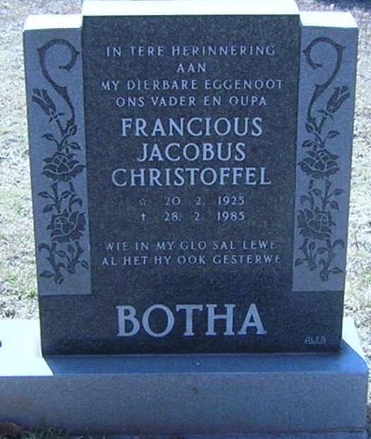 BOTHA Francious Jacobus Christoffel 1925-1985