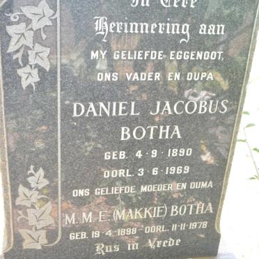 BOTHA Daniel Jacobus 1890-1969 &amp; M.M.E. 1898-1978