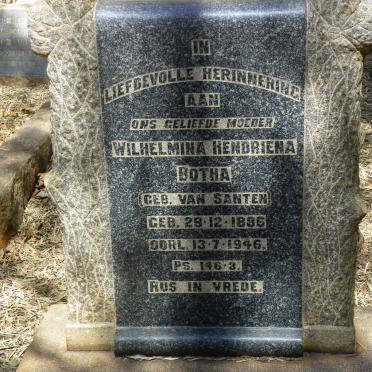 BOTHA Wilhelmina Hendriena nee VAN SANTEN 1886-1946