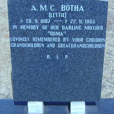 BOTHA A.M.C. 1887-1985
