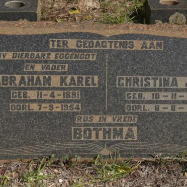 BOTHMA Abraham Karel 1891-1954 &amp; Christina Jane 1897-1980