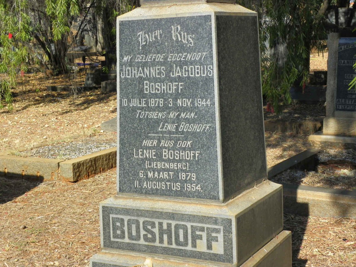 BOSHOFF Johannes Jacobus 1878-1944 &amp; Lenie LIEBENBERG 1879-1954